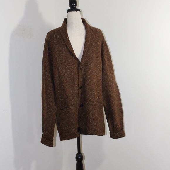 UNTUCKit Emeric Donegal Lambswool Cardigan Sweater Men’s XXL Brown - Picture 2 of 15